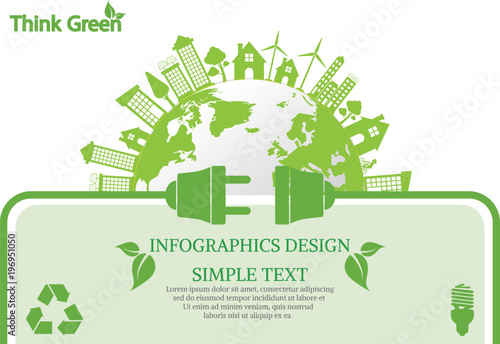 Ecology connection  concept background . Vector infographic illustration