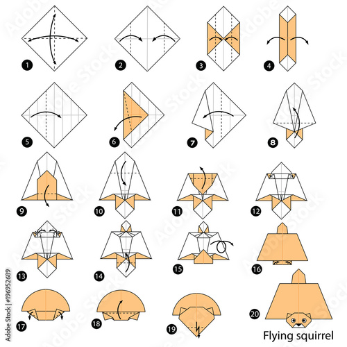 step by step instructions how to make origami A Flying Squirrel