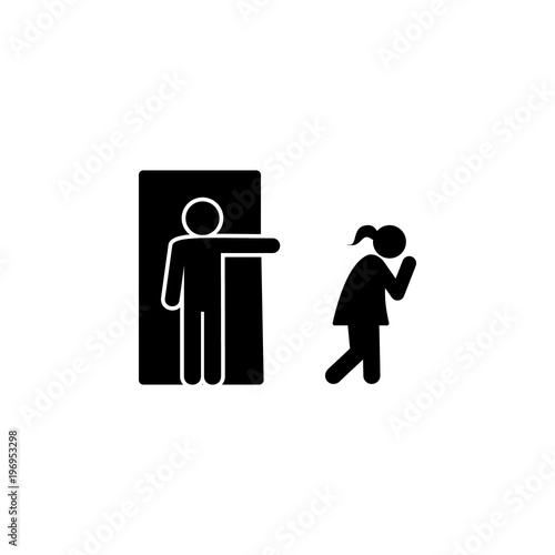 to drive his wife out of the house icon. Element of wedding and divorce elements illustration. Premium quality graphic design icon. Signs and symbols collection icon for websites