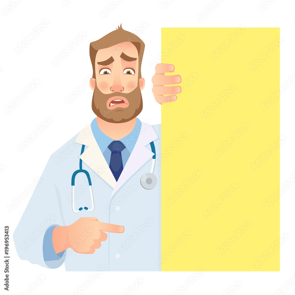 doctor holding blank signboard doctor holding blank signboard
