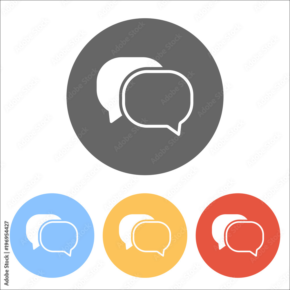 chat icon. Set of white icons on colored circles chat icon. Set of white icons on colored circles