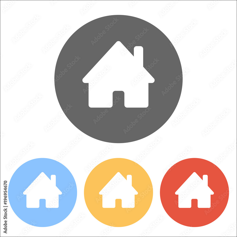 house icon. Set of white icons on colored circles house icon. Set of white icons on colored circles