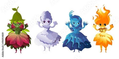 elements cute characters