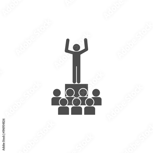 a man stands in front of a crowd icon. Element of leader elements illustration. Premium quality graphic design icon. Signs and symbols collection icon for websites, web design