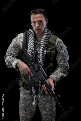 Soldier Ready To Deploy With Rifle