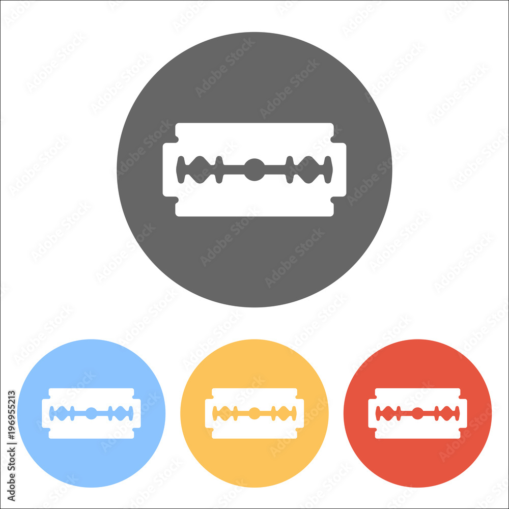 blade. simple silhouette. Set of white icons on colored circles blade. simple silhouette. Set of white icons on colored circles