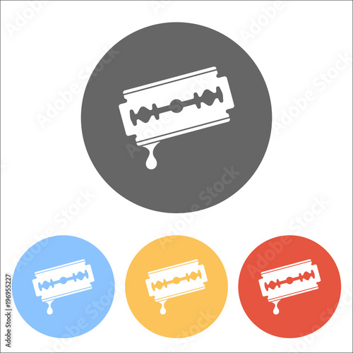 blade with drop of blood. simple silhouette. Set of white icons