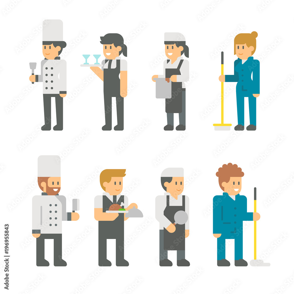 Flat design restaurant staffs Flat design restaurant staffs