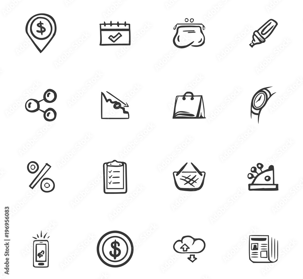Fototapeta premium Doodle Business icons set