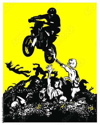 Motocross Zombie Illustration