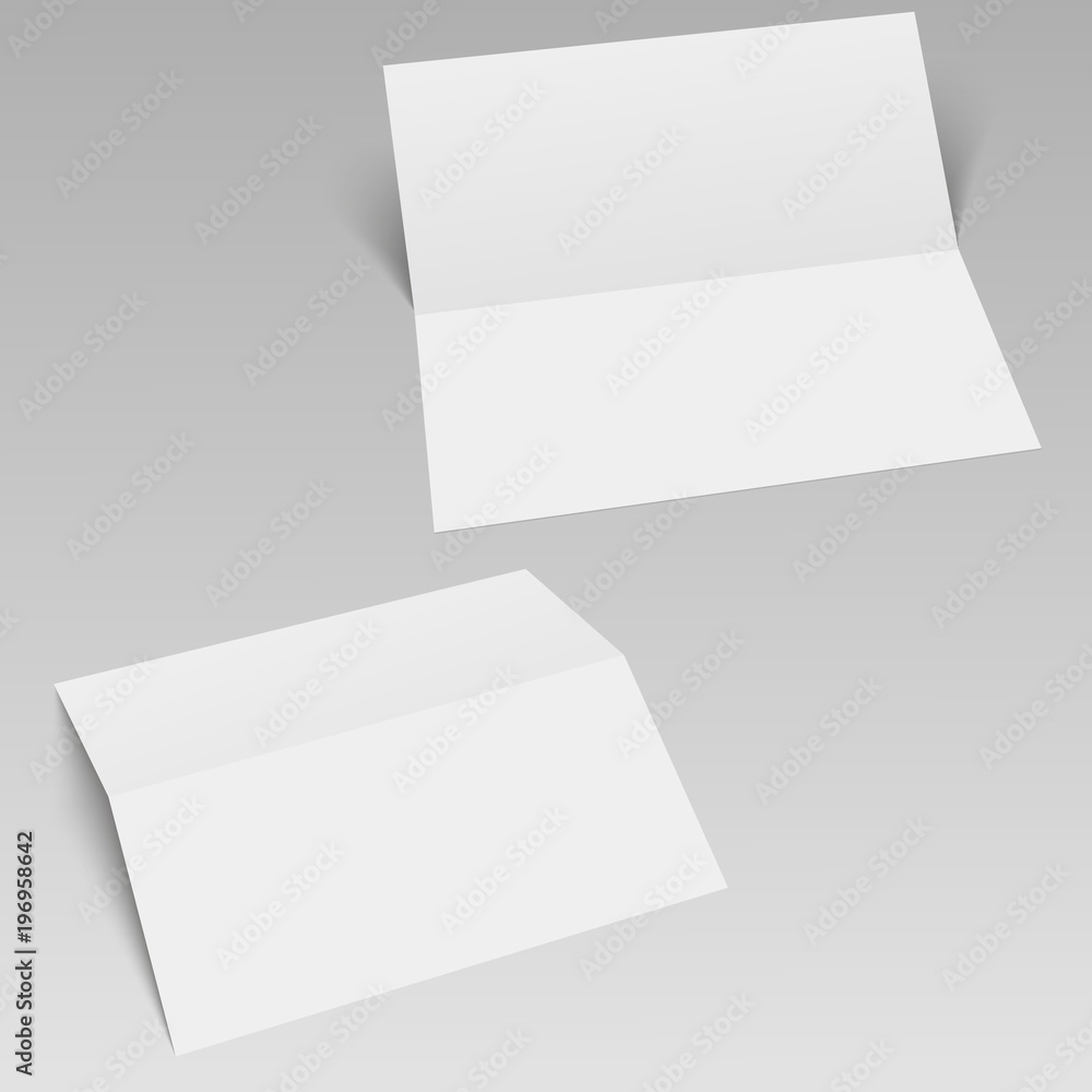 Mock up opened magazine, journal, booklet, postcard, flyer, business card or brochure . Vector Illustration.