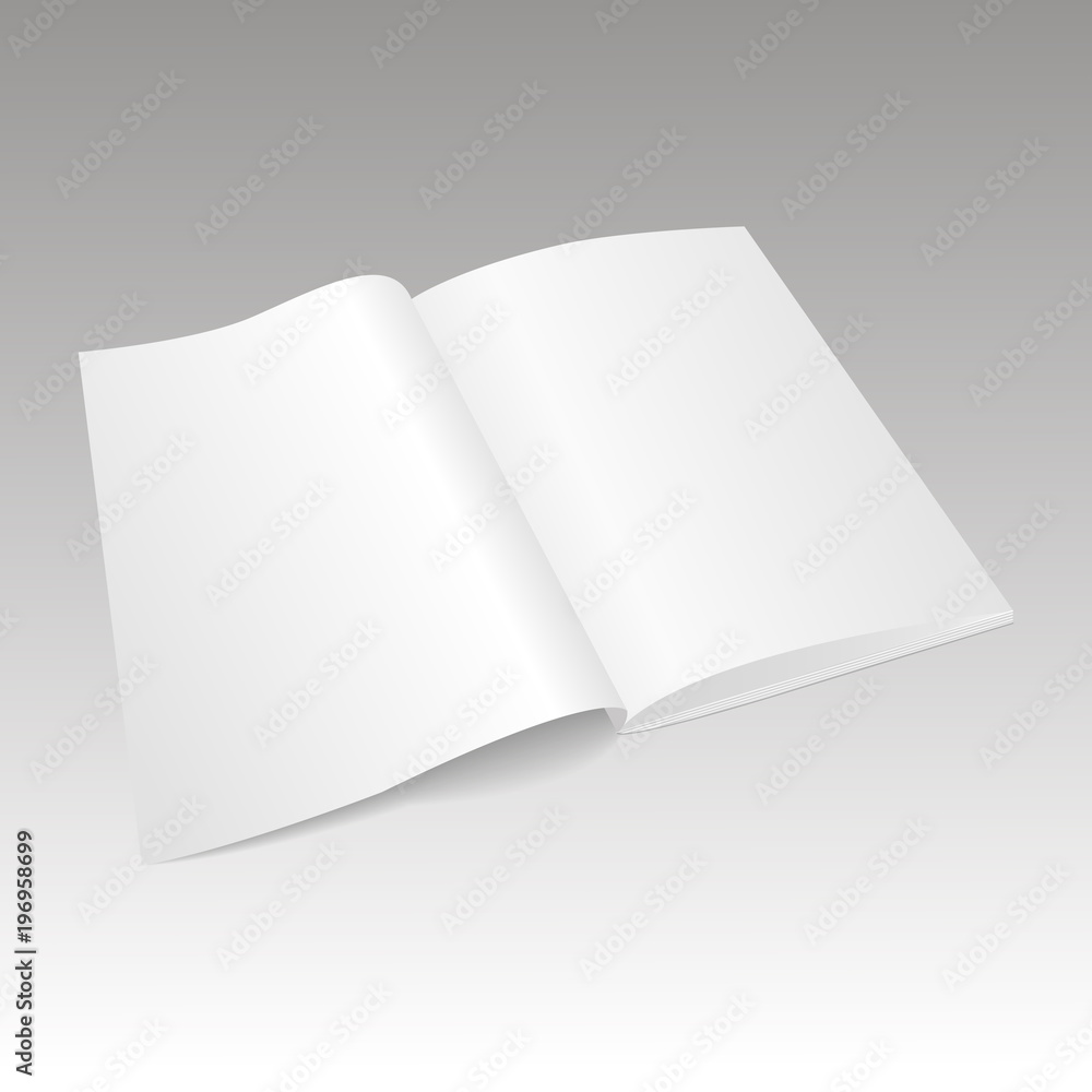 Realistic blank opened magazine mockup template. Vector. Realistic blank opened magazine mockup template. Vector.