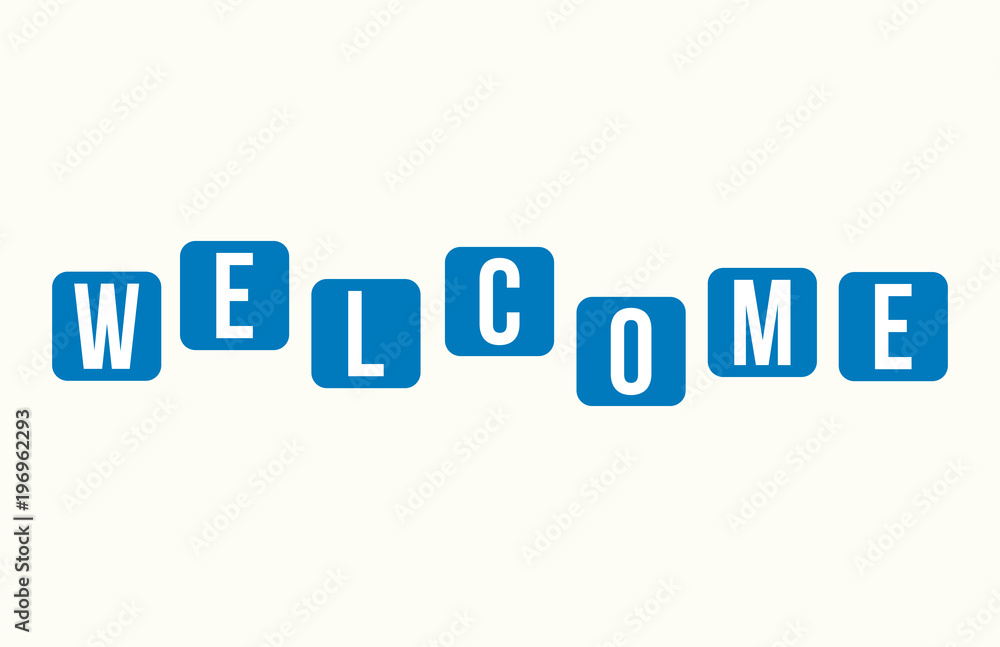 Welcome Colorful Square Letter Alphabet Greeting Card Word Sign Vector