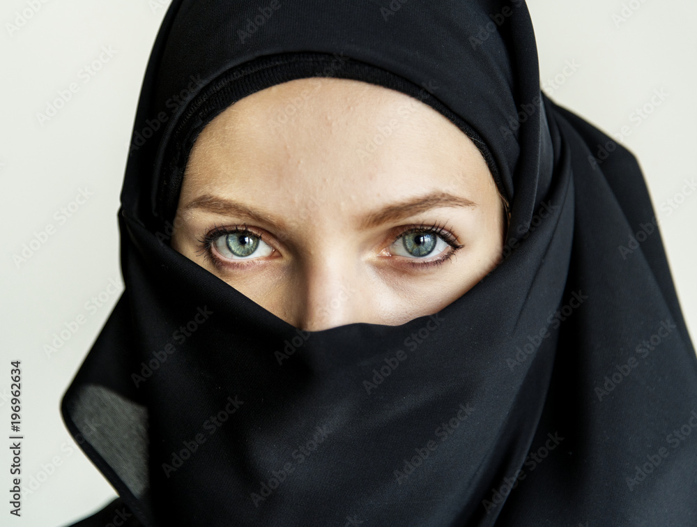 Islamic woman portrait looking at camera Islamic woman portrait looking at camera