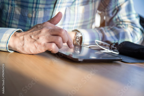 Man using tablet technology