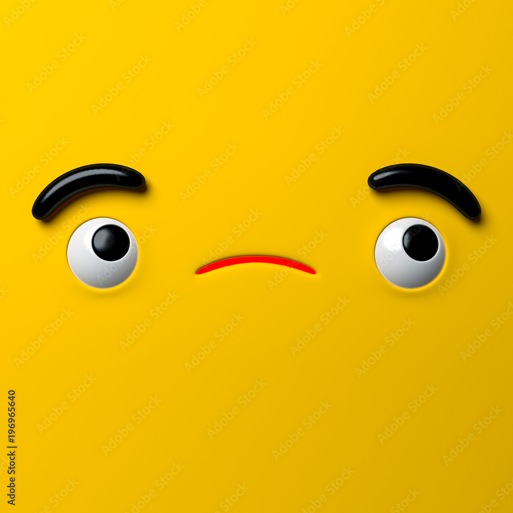 3d render, abstract emotional sad face icon, sorrow, disappointed character  illustration, cute blue cartoon monster, emoji, emoticon, toy Stock  Illustration | Adobe Stock