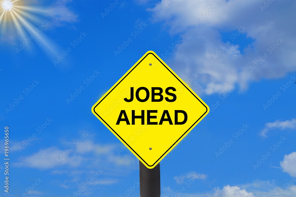 Ein Schild mit dem Hinweis auf die Jobs Ein Schild mit dem Hinweis auf die Jobs