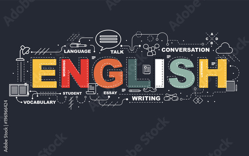 Obraz na plátně Design Concept Of Word ENGLISH Website Banner.
