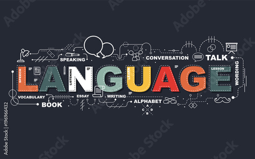 Design Concept Of Word LANGUAGE Website Banner.