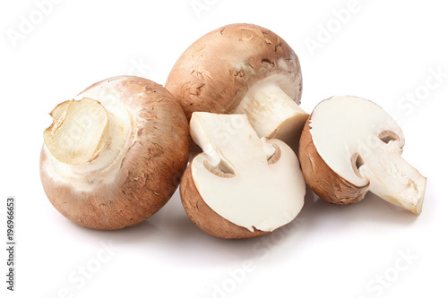 Royal Brown champignon with half isolated on white background