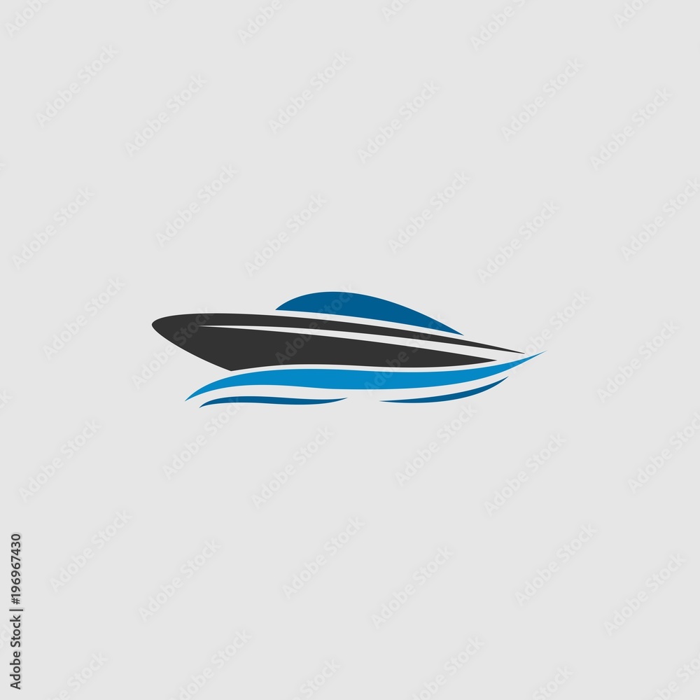 boat travel, island, beach logo vector