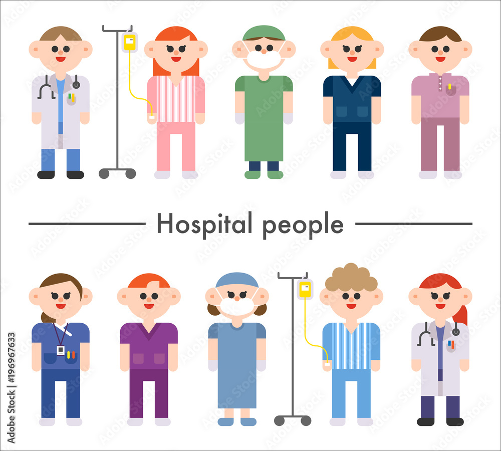 hospital character set. vector flat design illustration set 