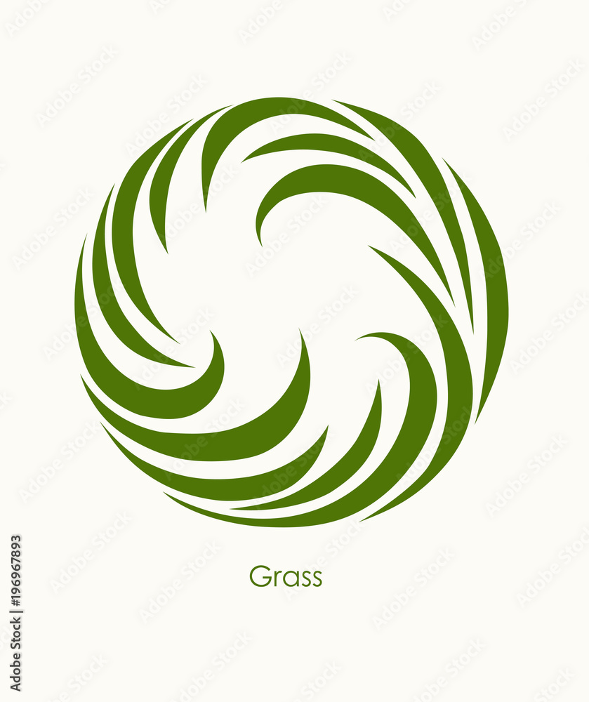 Grass Label abstract design. Round icon. Beautiful Logo Garden Company. Grass Label abstract design. Round icon. Beautiful Logo Garden Company.