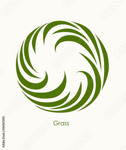 Grass Label abstract design. Round icon. Beautiful Logo Garden Company.