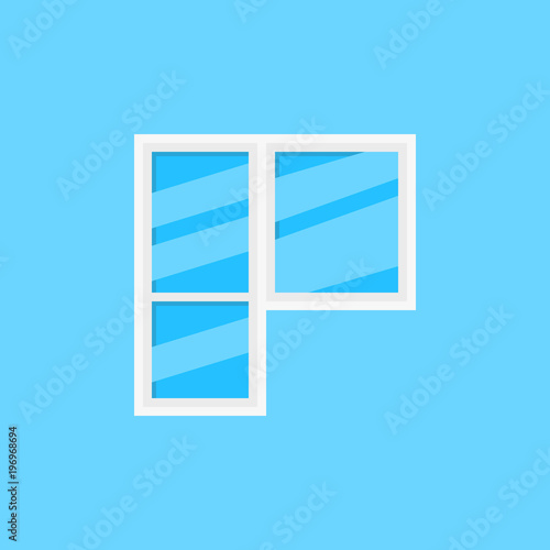Window and balcony door vector icon on blue background