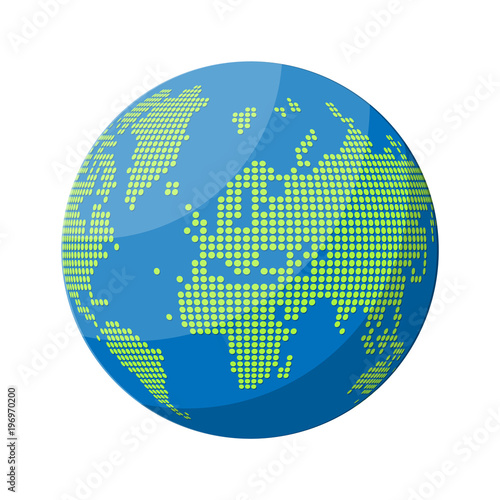 World map silhouette. Globe in dots.