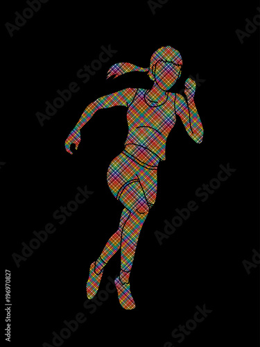 Runner jogger,Athletic Running designed colorful pixels graphic vector © sila5775