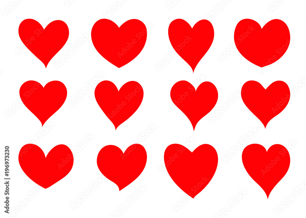 Set of hearts, vector icon. Set of hearts, vector icon.