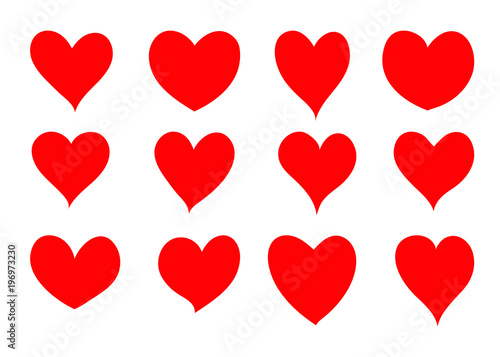 Set of hearts, vector icon.