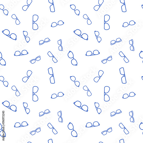 Vector blue line glasses seamless vector pattern