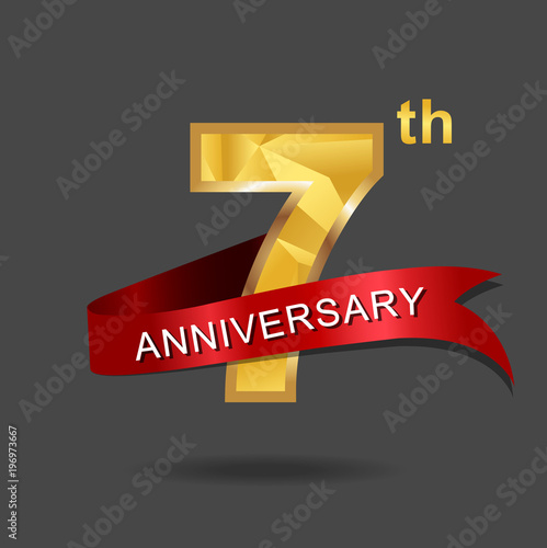 7th anniversary, aniversary, years anniversary celebration logotype. Logo,numbers and ribbon anniversary. photo