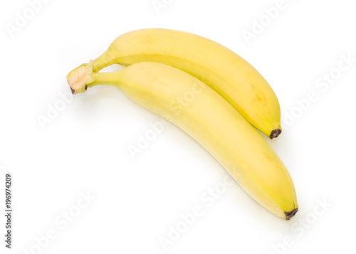 Two bananas on a white background