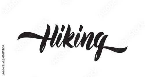 Handwritten Modern brush type lettering of Hiking