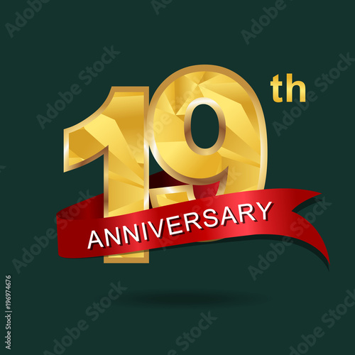 19th anniversary, aniversary, years anniversary celebration logotype. Logo,numbers and ribbon anniversary.