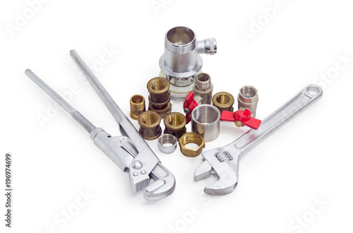 Plumber wrench, adjustable wrench and various plumbing components