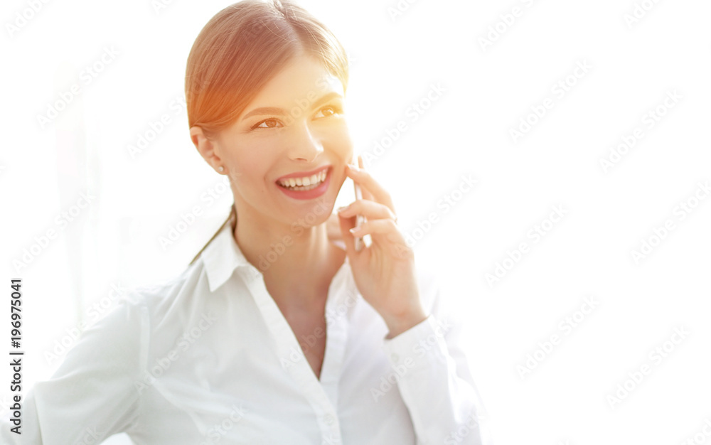 closeup of business woman talking on the phone. closeup of business woman talking on the phone.
