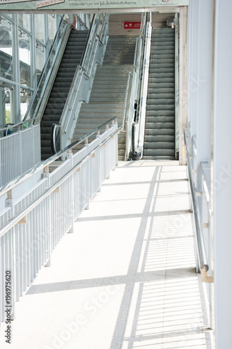 Modern Station escalator and architecture interior design