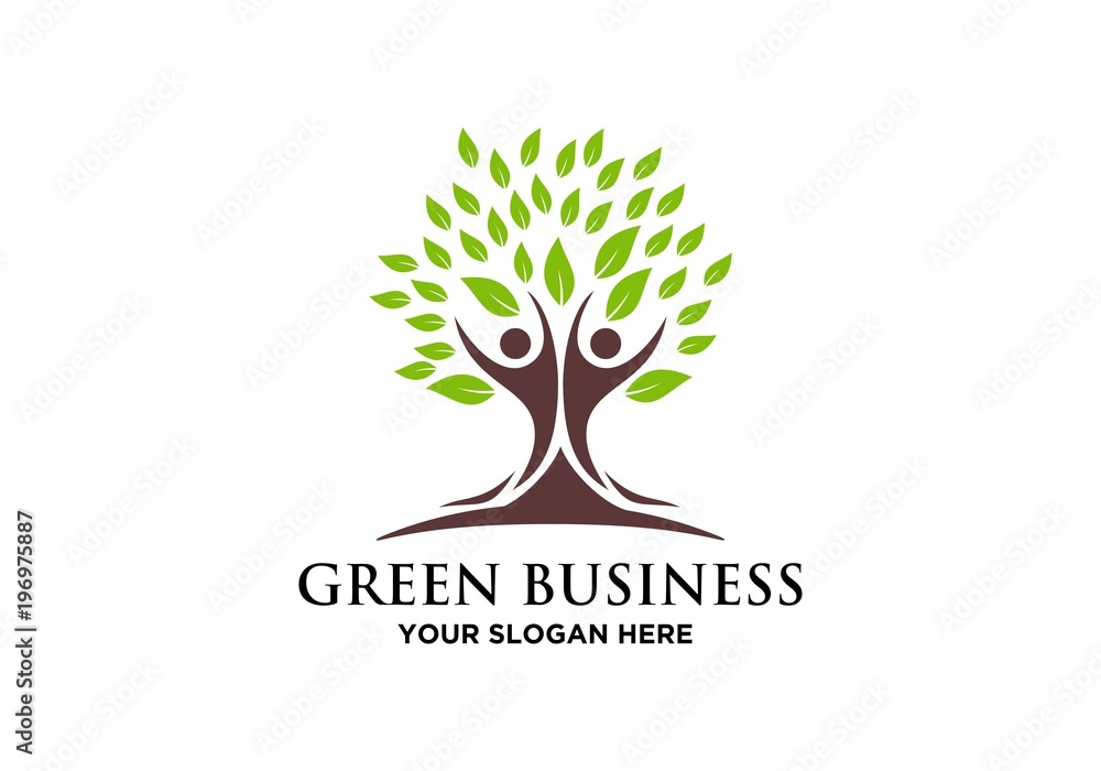 Obraz premium green leaf logo, tree logo vector