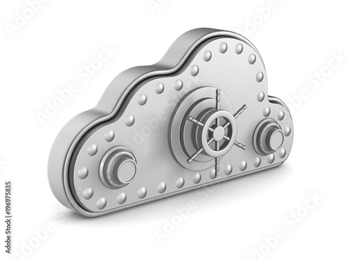 Cloud with lock on white ba...