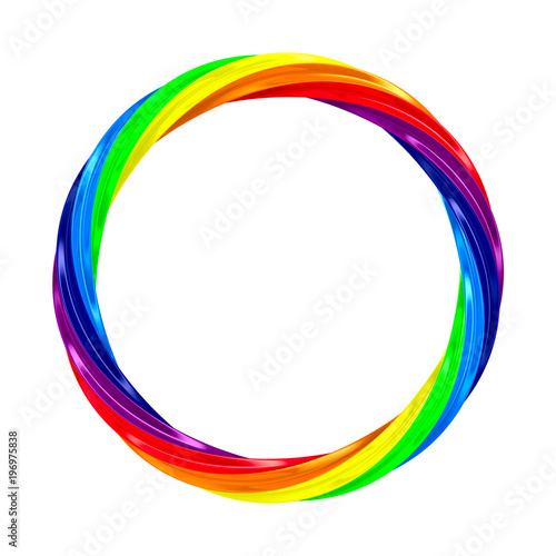 Twisted rainbow ring on white background. isolated 3d illustration