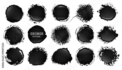 Vector blot of ink or oil. Splattered stain of paint, splash, drop black liquid. Design element for banner. Abstract vector illustration with splatter and blot isolated on white background.