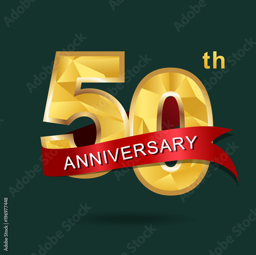 50th anniversary, aniversary, years anniversary celebration logotype. Logo,numbers and ribbon anniversary.