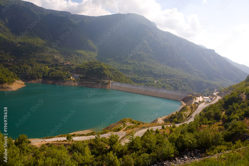 Dam on the reservoir in Turkey.