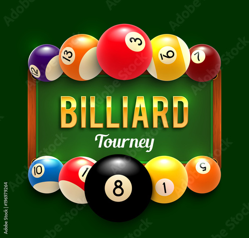 Pool billiards vector tourney poster
