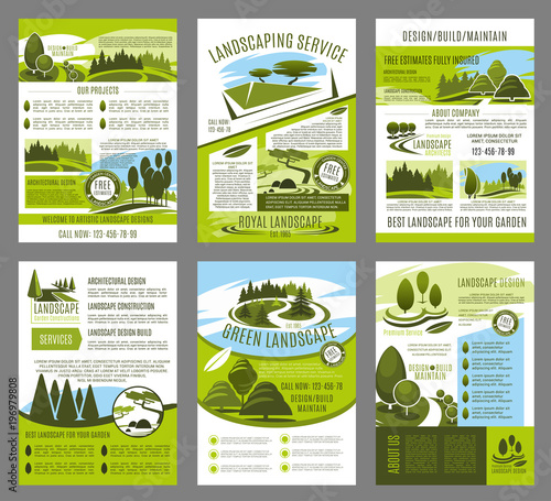 Vector landscape garden design brochure template