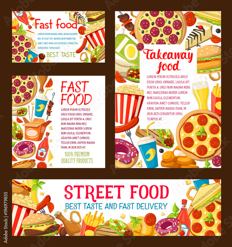 Vector strert food fastfood takeaway posters